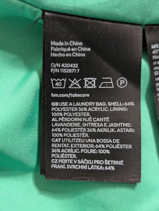 H&M Green Tweed Jacket Gold Buttons Size M - Picture 10 of 10